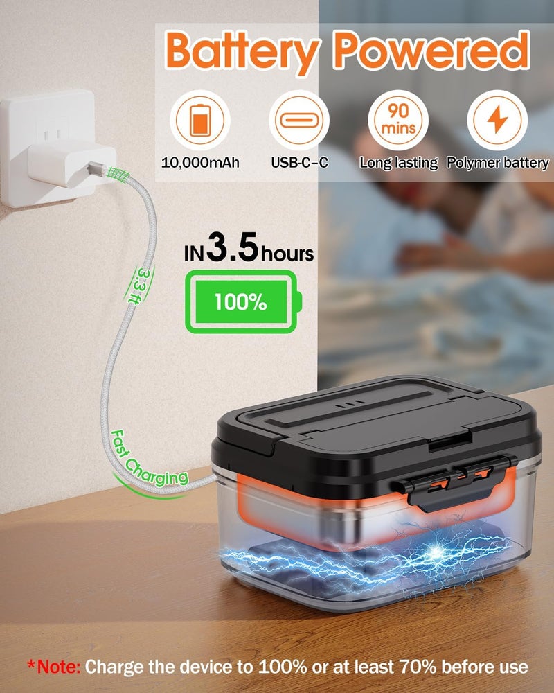 FERVINOW Cordless Electric Lunch Box for Adults – Battery-Powered Heated Lunch Box with 1.2L Stainless Steel Container, Timer Function, and Leak-Proof Food Warmer for Work, Travel & Office - Image 5